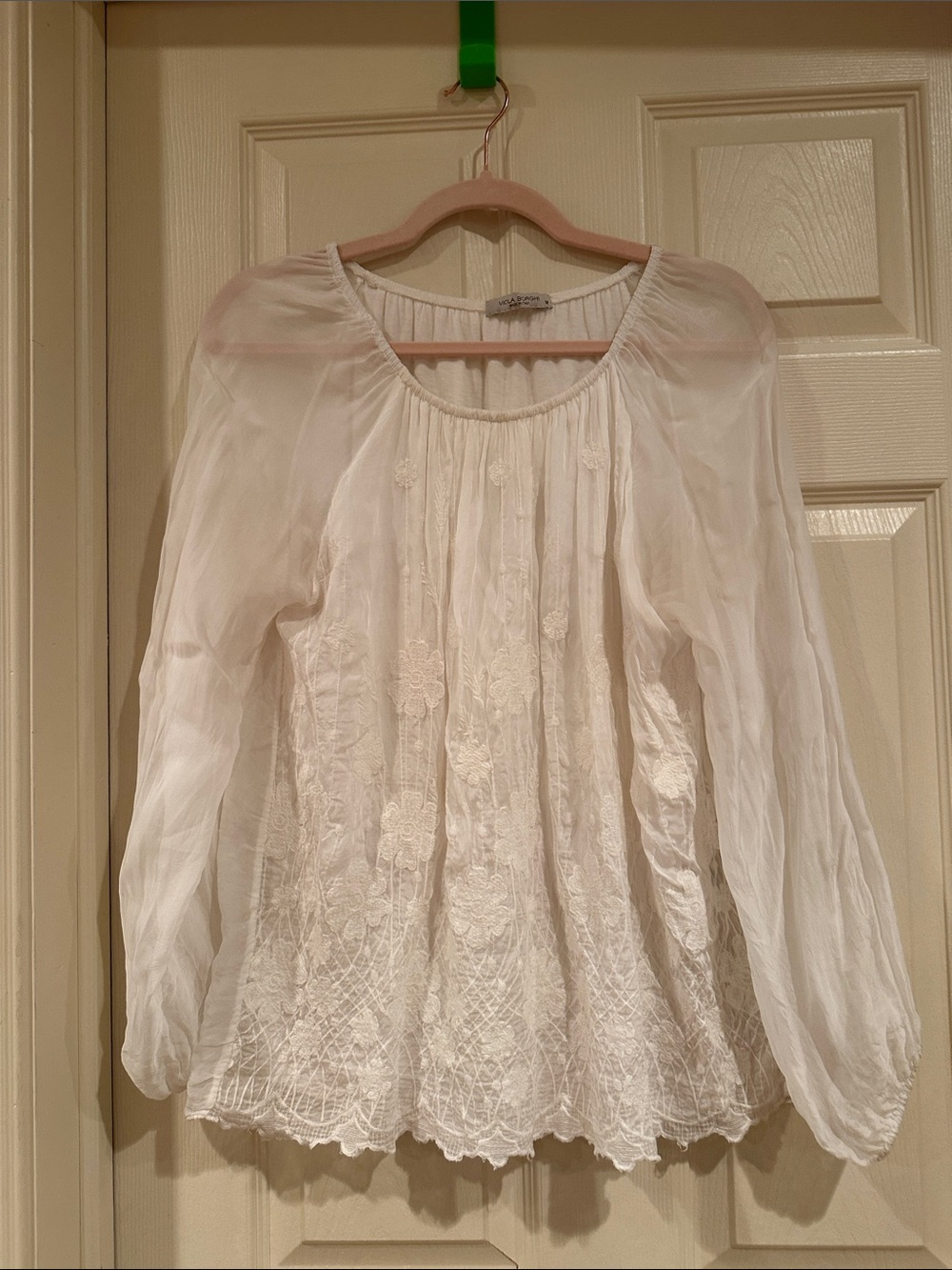 Women's Cream Embroidered Peasant Blouse